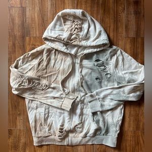Destroyed tie dye zip hoodie